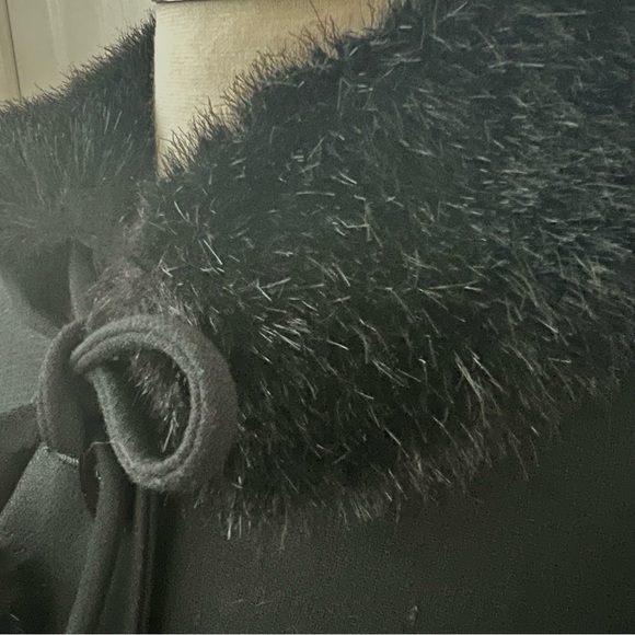 Vintage Saks 5th Ave Teri Jon Lightweight Black Fur Accent Car  Coat 14 - Picture 6 of 14